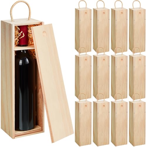Suzile Light Brown 12-Piece Wooden Wine Box Set Gift Holder for Bottles