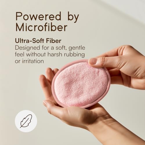 Reusable Makeup Remover Cloths Set Pink - 5 Soft Microfiber Face Pads with Signature Prints (Variation of THIS listing)