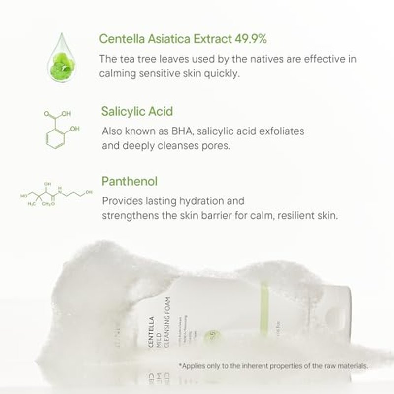 IUNIK Centella Mild Facial Foaming Cleanser - Non-stripping Sub-Acid w/Centella Asiatica 49% Moisturizing pH Balancing for Oily Dry Senstivie Acne-prone skin Vegan Korean Skincare