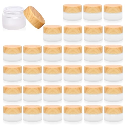 30g Glass Cosmetic Containers Set - 32 Frosted Jars with Leakproof Lids for Makeup & Skincare - Variation of 30 Gram / 32