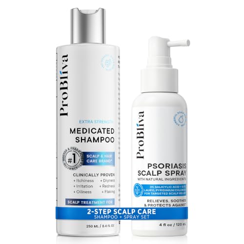 ProBliva 2-Pack Anti Dandruff Shampoo & Scalp Spray Set for Psoriasis & Flaking