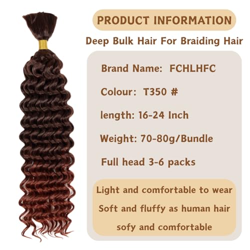 18 Inch Deep Water Wave Hair Extensions 4 Bundles for Braiding - T350#