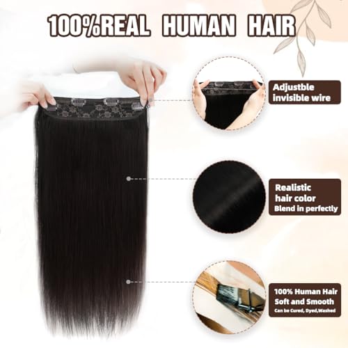 Ash Brown 12 Inch Real Human Hair Invisible Wire Clip-In Extensions - 70G