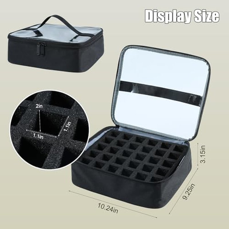 30-Slot Nail Polish Organizer, YU DEYG Nail Bag with Transparent Display Window, Sponge Support?Removable, Organizer for Nail Supplies