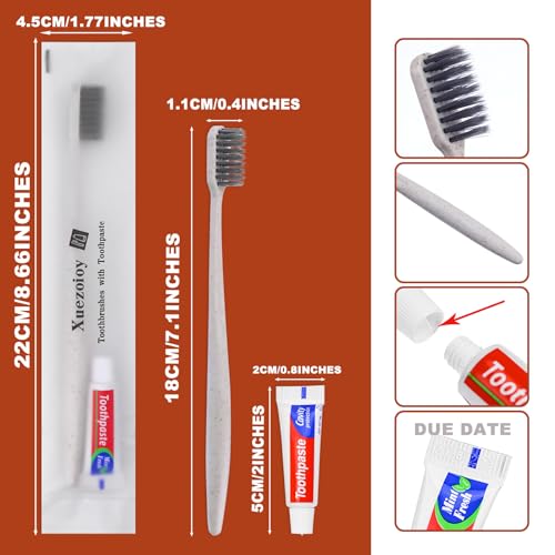 Disposable Toothbrushes with Toothpaste Set - 100 Pack Apricot Variations