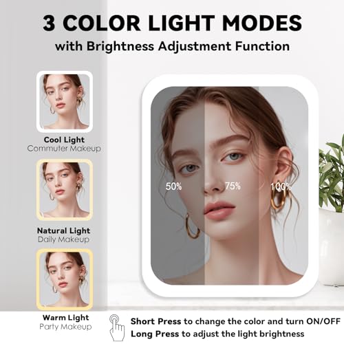 Travel Makeup Bag with LED Mirror & 10x Magnifying Glass - Black, Adjustable Dividers