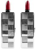Stephanie Imports Set of 2 Rectangular Lipstick Cases with Glass Mirror - Silver Checker (Variation: Silver Checker)