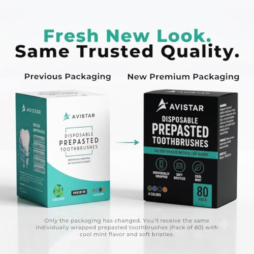 80 Pack Disposable Pre Pasted Toothbrushes Individually Wrapped for Travel & Hotel Use