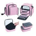 Pink Nail Polish Organizer Case for 60 Bottles with Detachable Bags - Travel & Storage