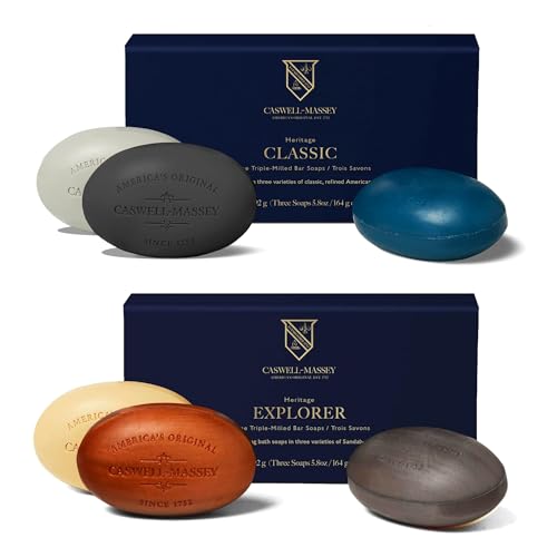 Caswell-Massey Men¡¯s Bar Soap Bundle | Newport, Oaire, Greenbriar, 2571, Woodgrain & Sandalwood | Triple-Milled Moisturizing Soaps | Plant-Based, Essential Oils, Made in USA | 6 Bars, 5.8 oz Each