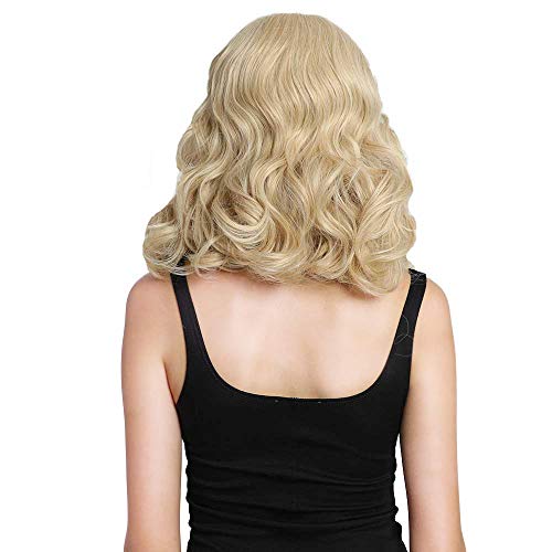 Blonde Vintage Rockabilly Wig Short Bang Wavy Finger Wave Hair for Women - Audrey Style
