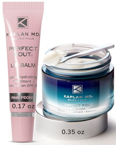 KAPLAN MD Pink Peony Lip Mask & Balm Duo - Hydrating, Plumping, SPF 30