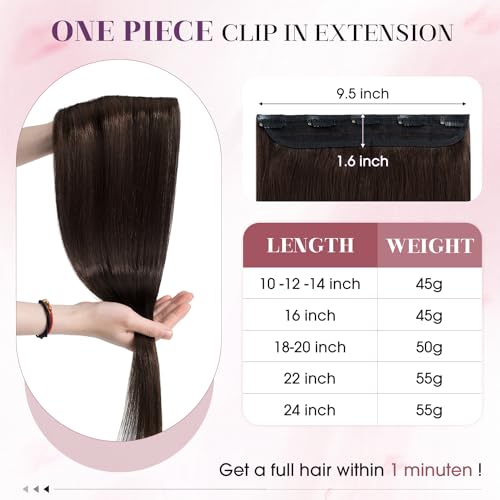 Dark Brown 10-Inch 40g One-Piece Clip-In Human Hair Extensions - Easy Volume & Length