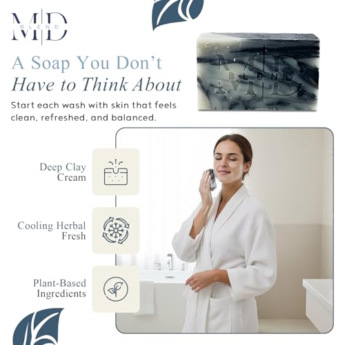 Switch2Pure Detox Bar Soap with Shea Butter, Avocado Oil & Mineral Clays, Herbal Mint Infused Organic Soap Bar for Deep Cleaning & Refreshed Skin Full Size 4 Oz