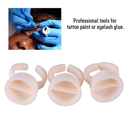 HURRISE 100pcs Cup Rings, Silicone Semi-Permanent Rings, Nail Art Adhesive Glue Holders, Palette for Eyelash Extension, Nail Art, (L)
