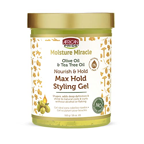 African Pride Moisture Miracle Olive & Tea Tree Oil Max Hold Hair Gel 3 Pack - 18 Oz