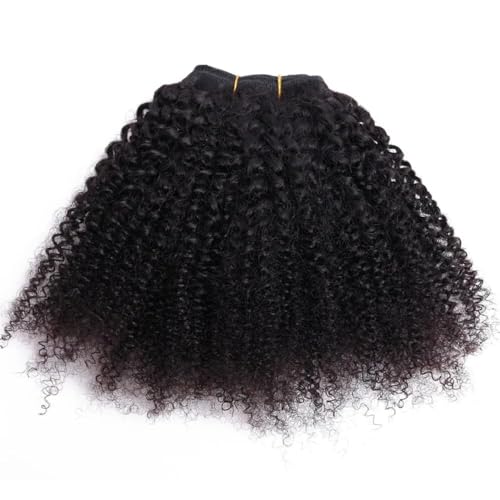 Afro Kinky Curly Human Hair Bundles 18 Inch Natural Color - Mongolian Style, 1 Bundle with Wig Cap & Eyelashes - Afro Curly Black