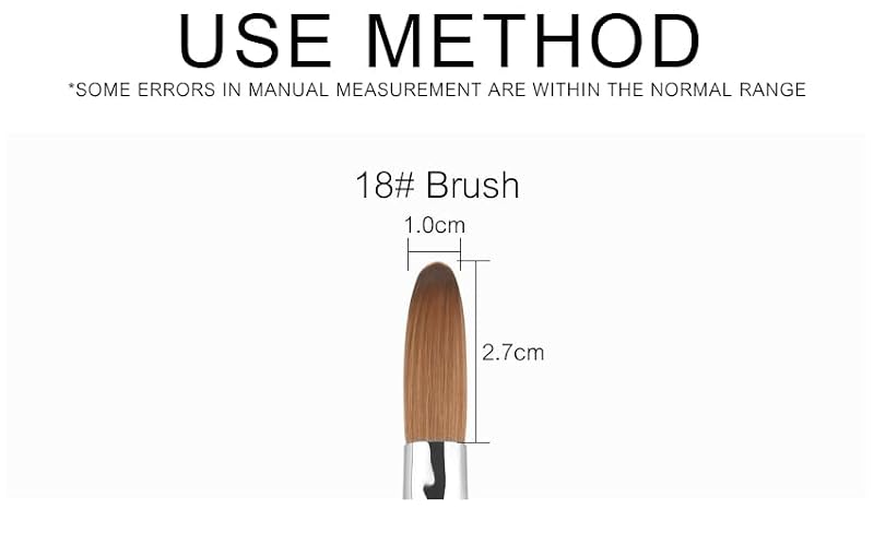 Nail Acrylic Brush Kolinsky Oval Crimped Shape 18# - Wooden Handle, Professional Nail Art Tool