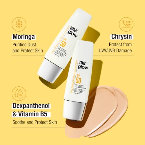 Vitamin C Serum 1.01 fl oz & Day Shield Perfect Sunscreen SPF 50 - Christmas Gifts for Women I Stocking Stuffers | Gift Set | Korean Skin Care I Face Moisturizer I Tinted Moisturizer