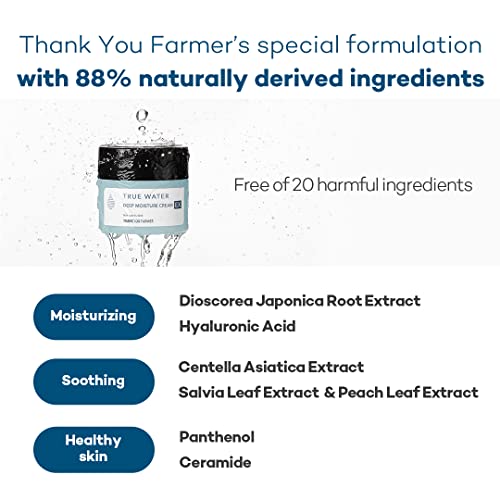 THANKYOU FARMER True Water Deep Moisture Cream EX - Hyaluronic Acid Moisturizer, Ceramide, Panthenol, Dermatologist Tested Korean Moisturizer for Face, Fragrance-free, 2.81 Fl Oz (80ml)