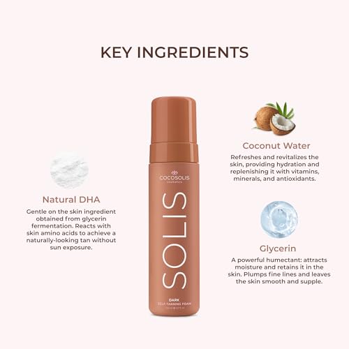 COCOSOLIS - SOLIS | Dark Self Tanner | Self Tan For Face & Body | Tanning Mousse For a Rich, Natural and long-lasting tan | Organic Self Tanner - Plant-Based DHA (200 ml)
