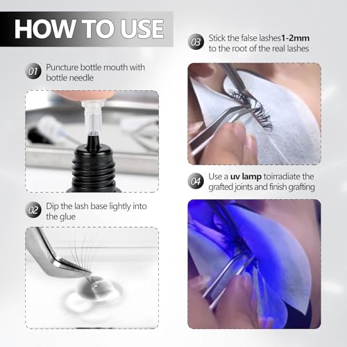 Black UV Eyelash Extension Glue 5ml - Strong Bond & Waterproof