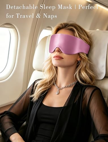 Pink Satin Sleep Bonnet with Eye Mask & Curling Ribbons - No Slip Hair Protector
