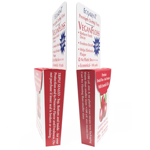 Eco-Dent Vegan Dental Floss with Cranberry Aloe, Waterproof Recyclable Packaging, 100 Yards