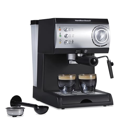 15 Bar Espresso Machine with Milk Frother for Cappuccino & Latte - Dual Brew, 50 oz Water Tank, Black