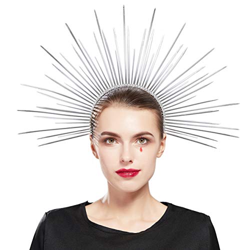 Fantherin Women's Goddess Halo Crown Headband - Zip Tie Spiked Angel Headpiece Headdress for Cosplay Halloween Costume Party