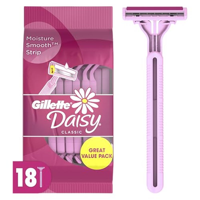 Gillette Venus Daisy Classic Disposable Razors for Women, 18 Count, Hair Removal for Women