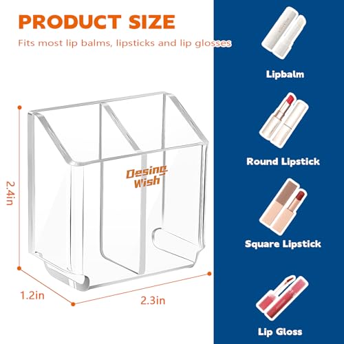 Design Wish Acrylic Chapstick Holder for Car & Home Storage - Upright Lip Balm Holder for Lipstick, Lip Gloss & Toothbrush (Set of 2)