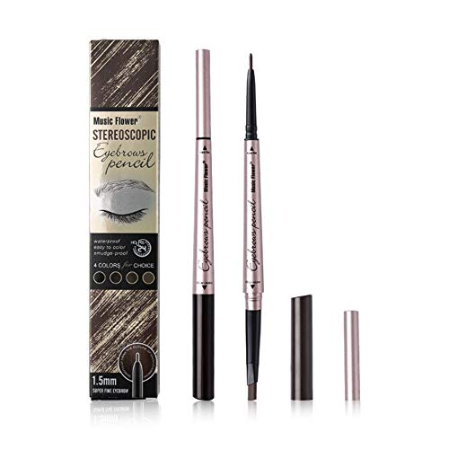 Vtrem Double-headed Eyebrow Pencil: Waterproof Smudge-Proof Long Lasting Eye Brow Pen Fine Carving Eyebrow Pencil for Natural (1# Dark Coffee)