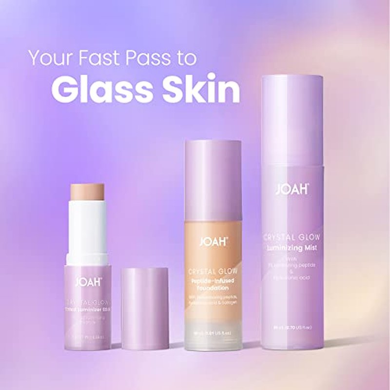 JOAH Crystal Glow Tinted Luminizer Stick, Multitasking Korean Makeup Highlighter and Bronzer Stick, Customizable Formula for a Natural Glow, Peptide Infused, Medium with Warm Undertones (Pack of 2)