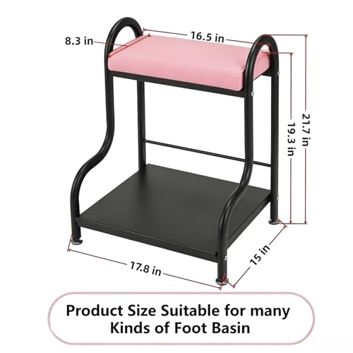 QUEESALN Nude Pink Foot Spa Trolley Cart with Magnifier Lamp & Foot Rest for Pedicure & Manicure