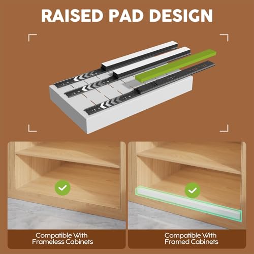 Seinloes 2 Pack Expandable Pull Out Cabinet Organizer 9-14 inches White, 21-inch Deep, No-Drill, Kitchen Storage