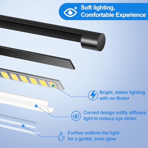 Nintiue Black LED Corner Floor Lamp - 360° Rotating Head, Dimmable 3000K-6000K, Remote Control, 67