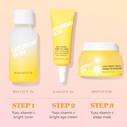 Vitamin C Brightening Skincare Set - Hydrating Toner, Eye Cream & Sleep Mask