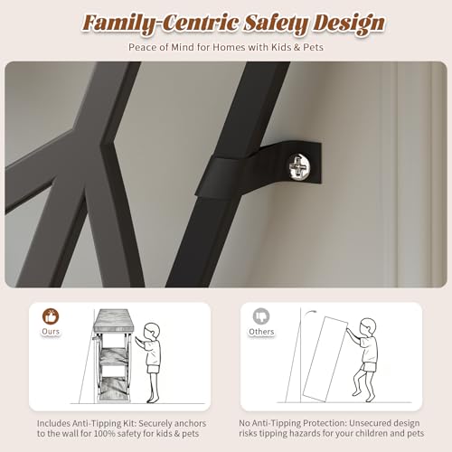 HavenlyYouth Rustic Brown Leaf Design Console Table - 39.5" Narrow Entryway Storage