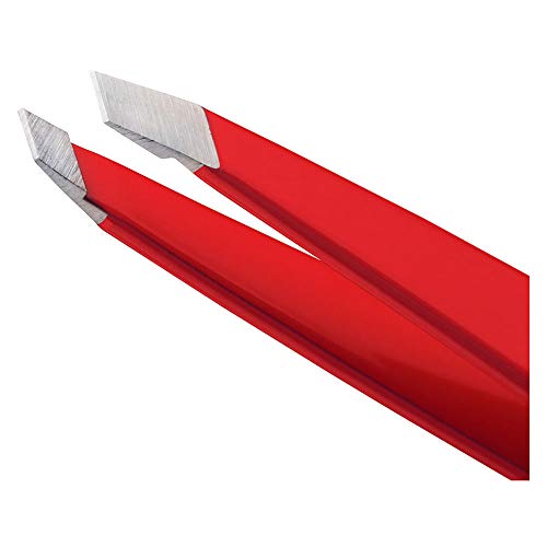 Tweezerman Stainless Steel Slant Tip Tweezers - Red Hand-Finished Precision