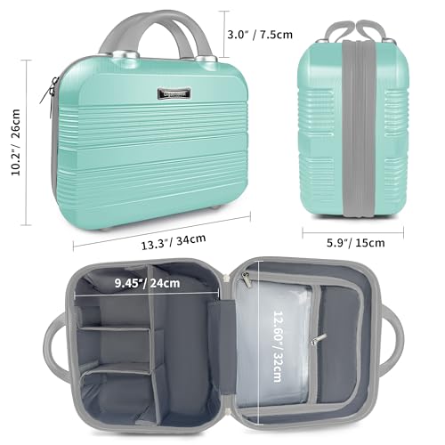14 Inch Waterproof Hard Shell Makeup Case - Green, Travel & Organizer