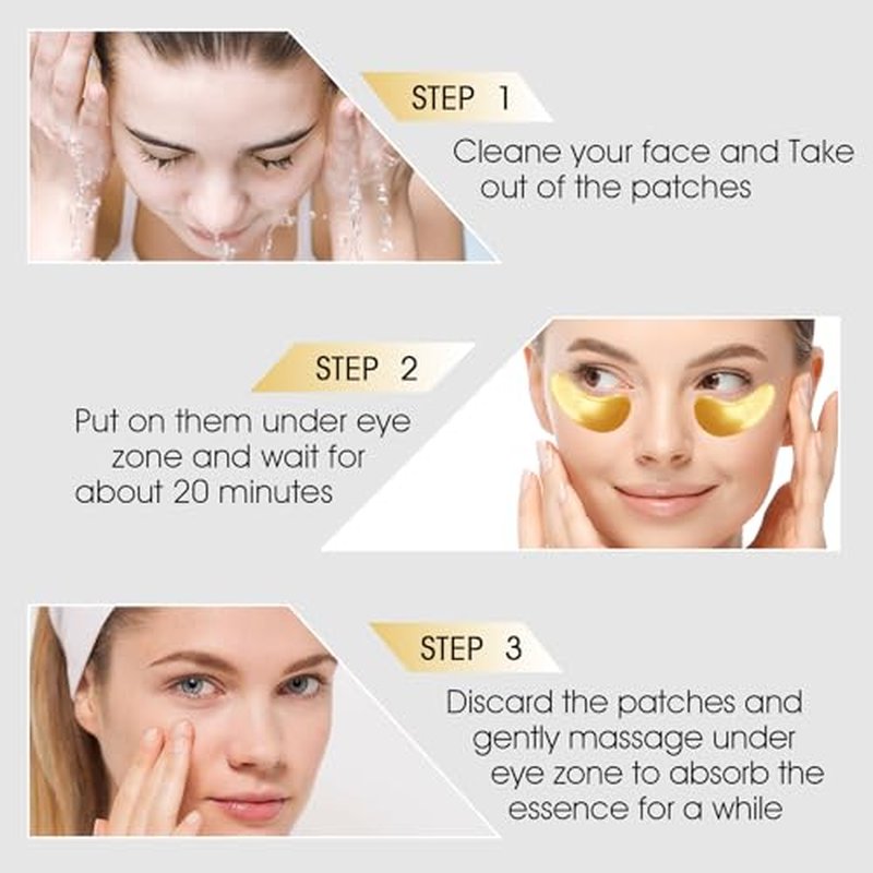 Adofect Under Eye Patches 30 Pairs, 24K Gold Under Eye Mask with Hyaluronic Acid for Dark Circles and Puffy Eyes, Bachelorette Party Accessories, Bridesmaid Gifts, Daily Skin Care
