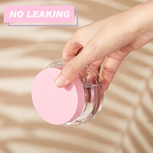 24 Pack 5 oz Clear Pink Plastic Cosmetic Jars with Lids & Labels - Reusable & Leakproof