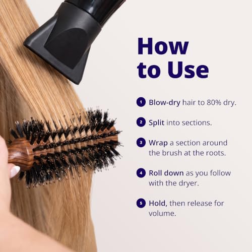SPORNETTE 2 Inch Deville Boar Bristle Round Hair Brush for Blow Drying & Styling