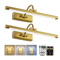 Brass 16-Inch Rechargeable Picture Light - Wireless Art Display Lighting with Remote