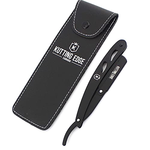 Kutting Edge - Professional Straight Edge Razor - Barber Razor with 10 Derby Double Edge Blades - Matte Black Stainless Steel Men Traditional Barber Shaving Razor