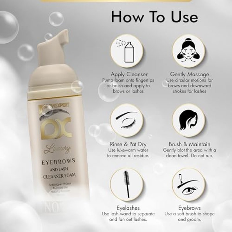 Clarifying Shampoo Brow Cleanser Foam ? Gentle Oil-Free Makeup Remover | Prep Before Tint or Henna | For Sensitive Skin | 60ml Bottle ? Professional & Home Use