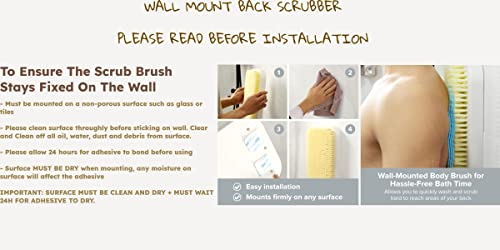 Wall Mounted Shower Back Scrubber with Soft Bristles - Exfoliating Body Brush for Easy Reach
