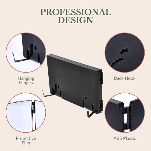 Hamilton Hills Adjustable Trifold Mirror - 360 Degree 3-Way Barber Mirror for Hanging or Wall Mounting - Triple-Section Panel for Haircuts, Braiding, and Makeup - for Personal Grooming in Bathroom