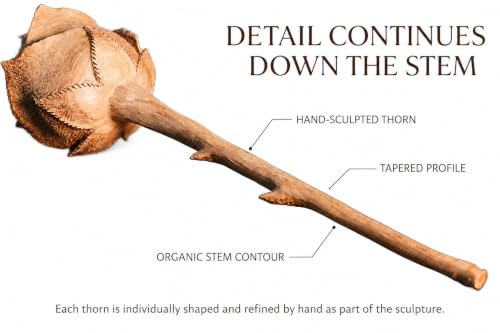 Treated Wood Hand-Carved Wooden Rose - Unique Handmade Anniversary Gift for Her